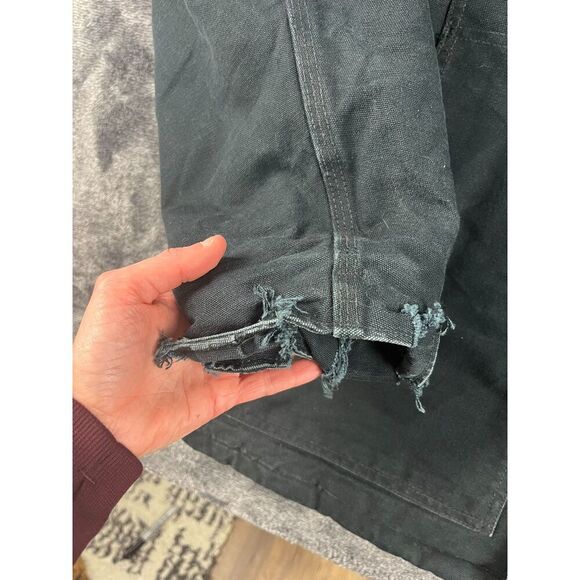 Vtg Carhartt Canvas Removable Hood Navy Blue Full Zip Jacket Quilt Lined XL/XXL - Picture 5 of 14